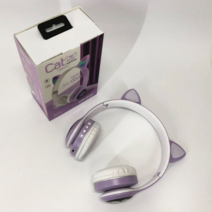 Беспроводные наушники с кошачьими ушками и RGB подсветкой Cat VZV 23M. Цвет: фиолетовый