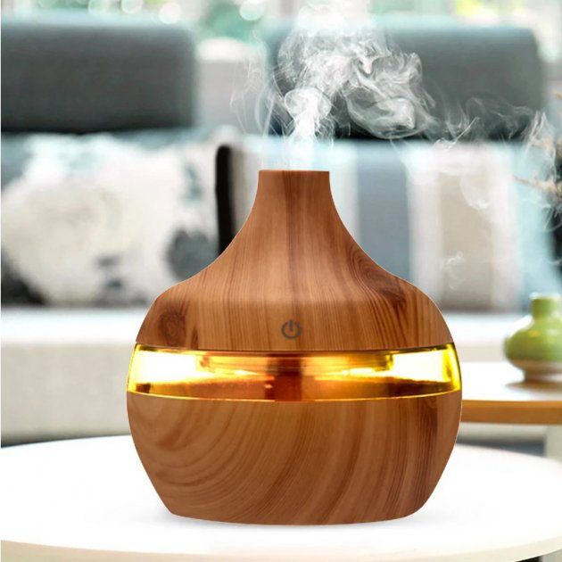 Увлажнитель воздуха аромадиффузор HLV Air Purifier KPY-25S Dark Wooden с подсветкой. Цвет: бежевый