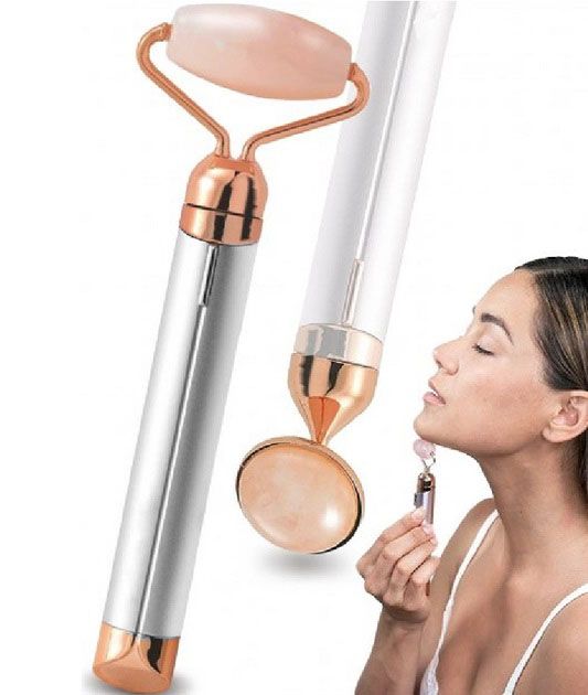 Массажер ролик электрический для лица Facial Roller Massager. Цвет: белый