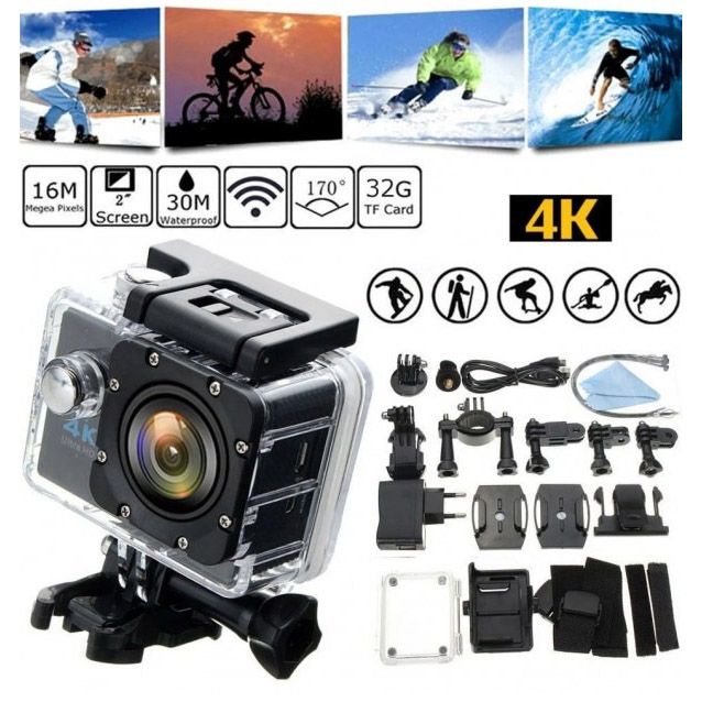 Водонепроницаемая спортивная экшн камера DVR Sport S2 Wi-Fi/SD, Бодикамера с дисплеем, Видеокамеры sport