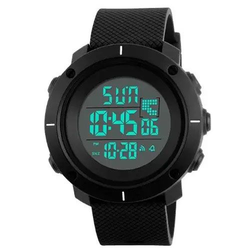 Часы наручные мужские SKMEI 1213BK BLACK BIG SIZE, часы тактические противоударные. Цвет: черный