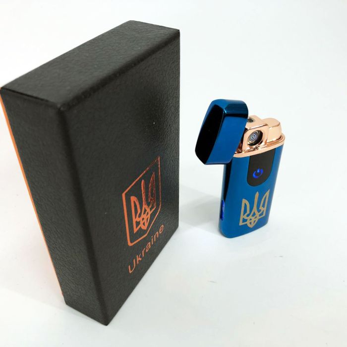 Электрическая и газовая зажигалка Украина с USB-зарядкой HL-431, зажигалка спиральная. Цвет: синий