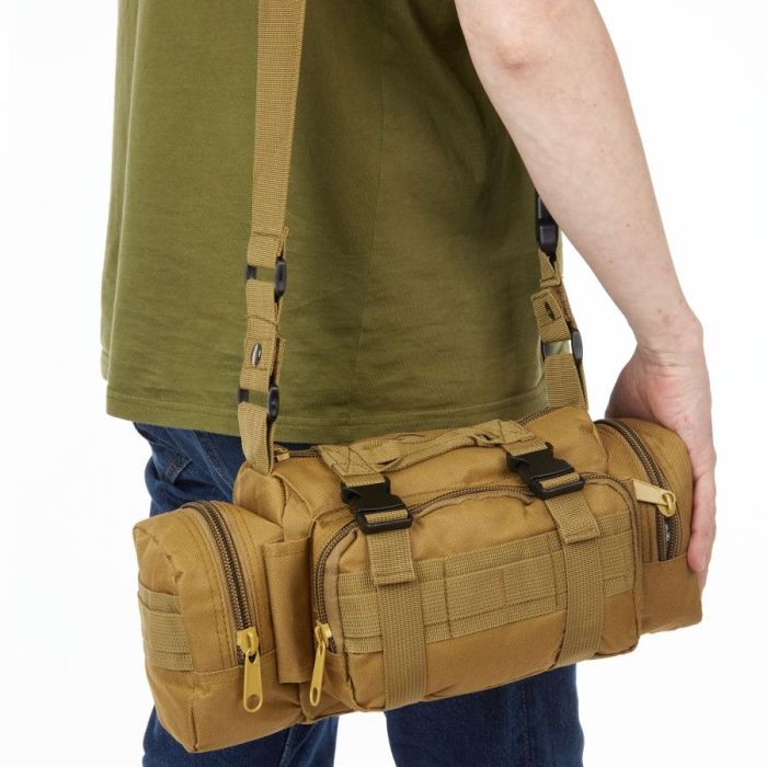 Сумка - подсумок тактическая поясная Tactical военная, сумка нагрудная с ремнем на плечо 5 литров кордура