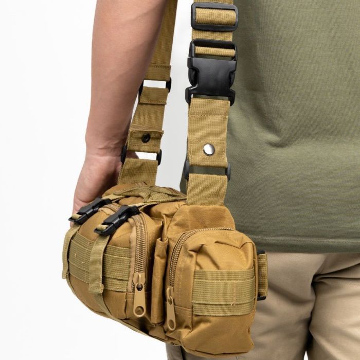 Сумка - подсумок тактическая поясная Tactical военная, сумка нагрудная с ремнем на плечо 5 литров кордура
