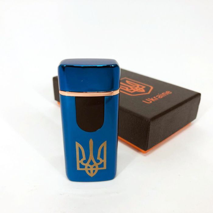 Электрическая и газовая зажигалка Украина с USB-зарядкой HL-431, зажигалка спиральная. Цвет: синий