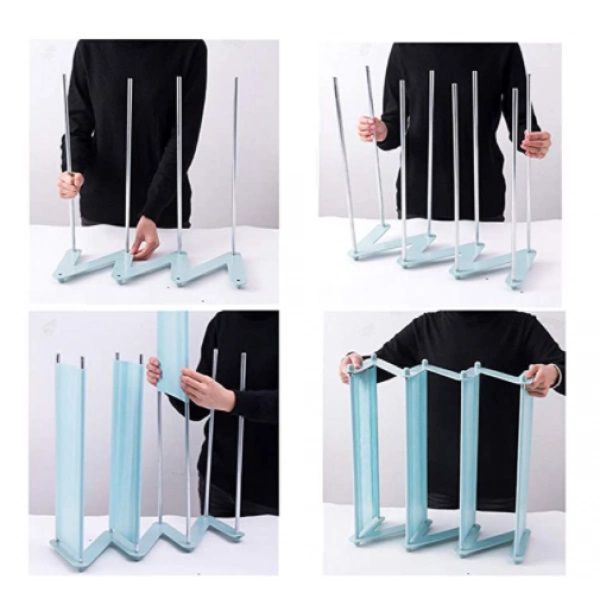 Полка для обуви органайзер компактный стойка складная Shoe Rack YH 8802 хранение вещей и обуви 4 полки. Цвет: голубой