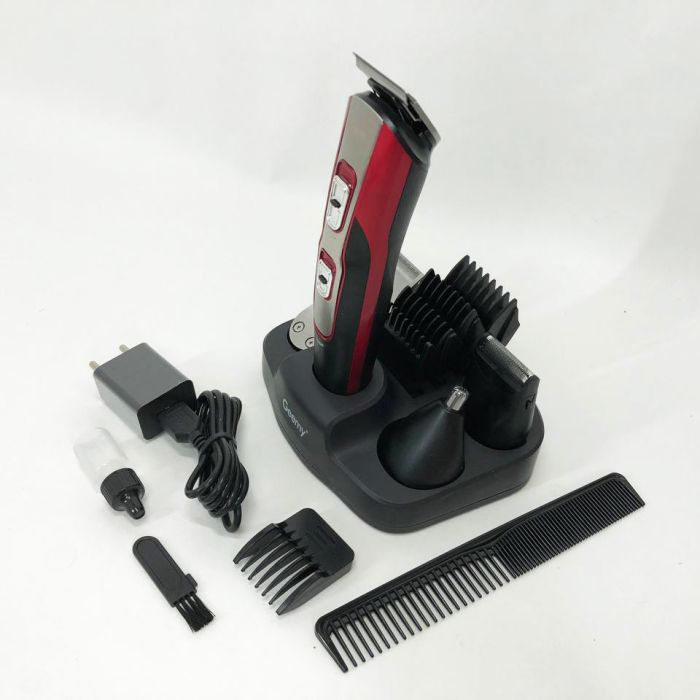 Машинка для стрижки 10в1 GEMEI GM-592, окантовочная машинка, подстригательная машинка. Цвет: красный