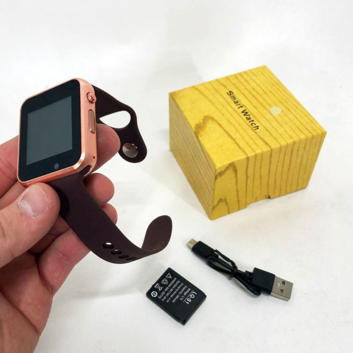 Смарт-часы Smart Watch A1 умные электронные со слотом под sim-карту + карту памяти micro-sd. Цвет: золотой