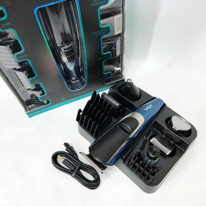 Машинка триммер 4в1 VGR V-172 для стрижки волос на аккумуляторе зарядка USB, электробритва для головы