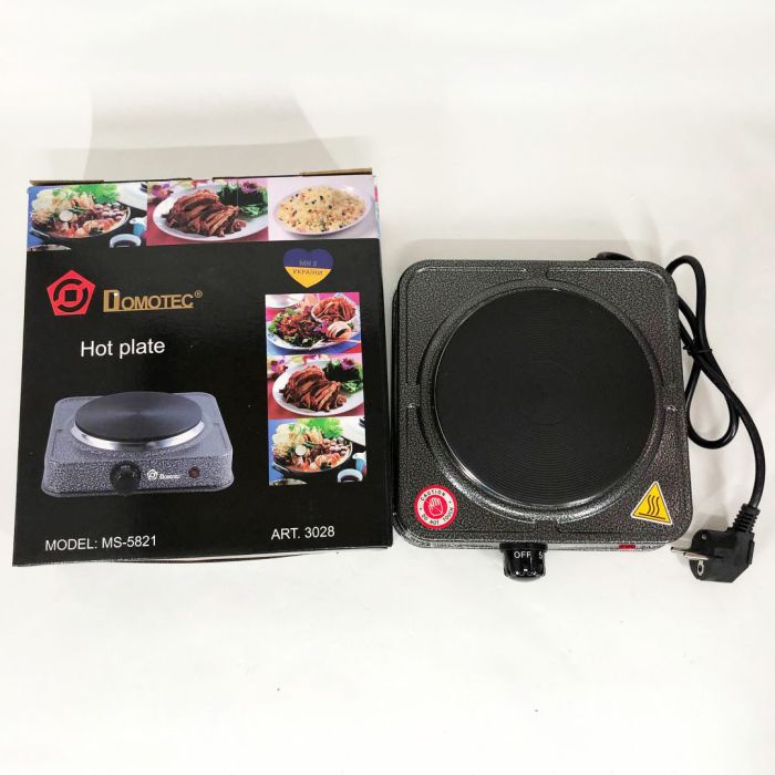 Электроплита настольная DOMOTEC MS-5821 дисковая на 1 конфорку, маленькая электроплита переносная