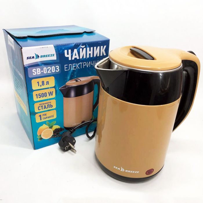 Чайник термос SeaBreeze SB-0203 1.8 Л 1500 Вт, Хороший электрический чайник, Чайник електро, Стильный