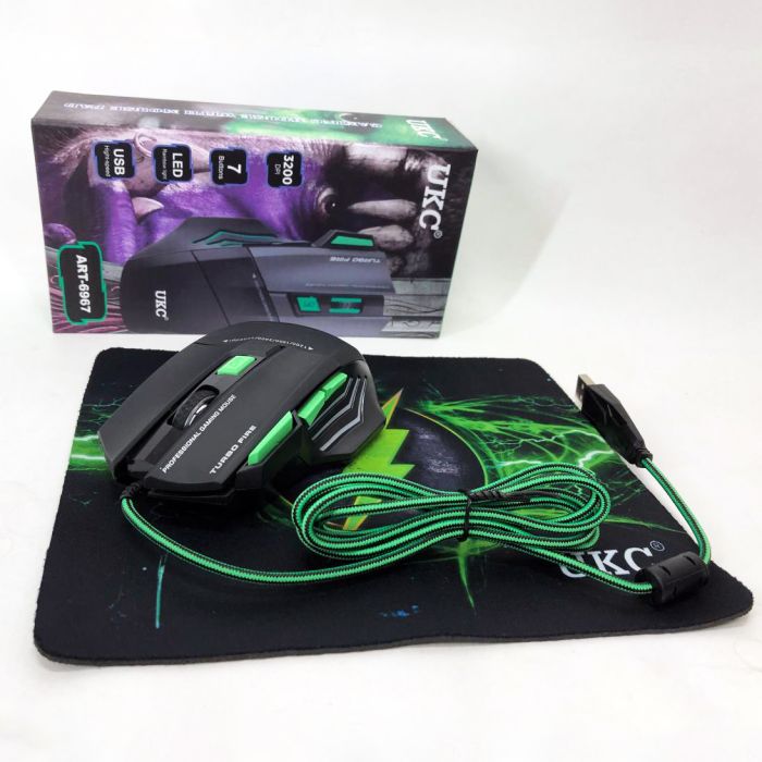Мышка проводная игровая UKC 6967 с ковриком