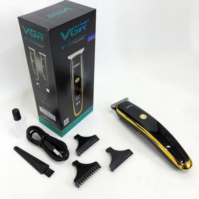 Триммер для стрижки волос и бороды VGR V-966 LED Display, машинка мужская для бритья. Цвет: золотой