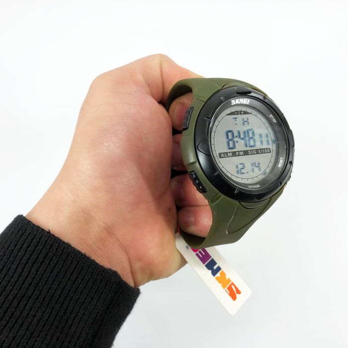 Мужские часы Skmei 1025AG ARMY GREEN, армейские часы противоударные. Цвет: зеленый