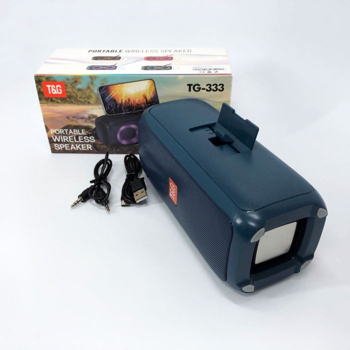 Портативная колонка TG333 2x5W с RGB подсветкой, громкая блютуз колонка. Цвет: синий