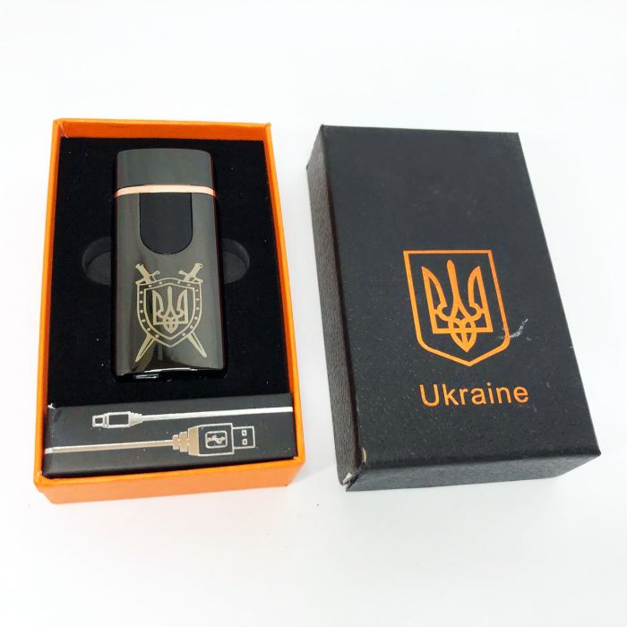 Электрическая и газовая зажигалка Украина с USB-зарядкой HL-432, зажигалка сенсорная. Цвет: черный