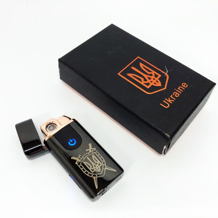 Электрическая и газовая зажигалка Украина с USB-зарядкой HL-432, зажигалка сенсорная. Цвет: черный