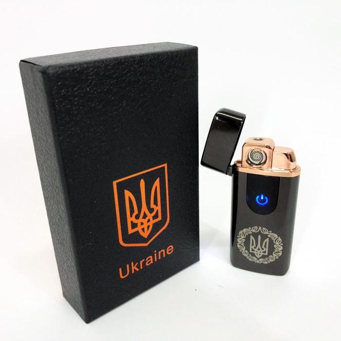 Электрическая и газовая зажигалка Украина с USB-зарядкой HL-435, зажигалка необычная. Цвет: черный