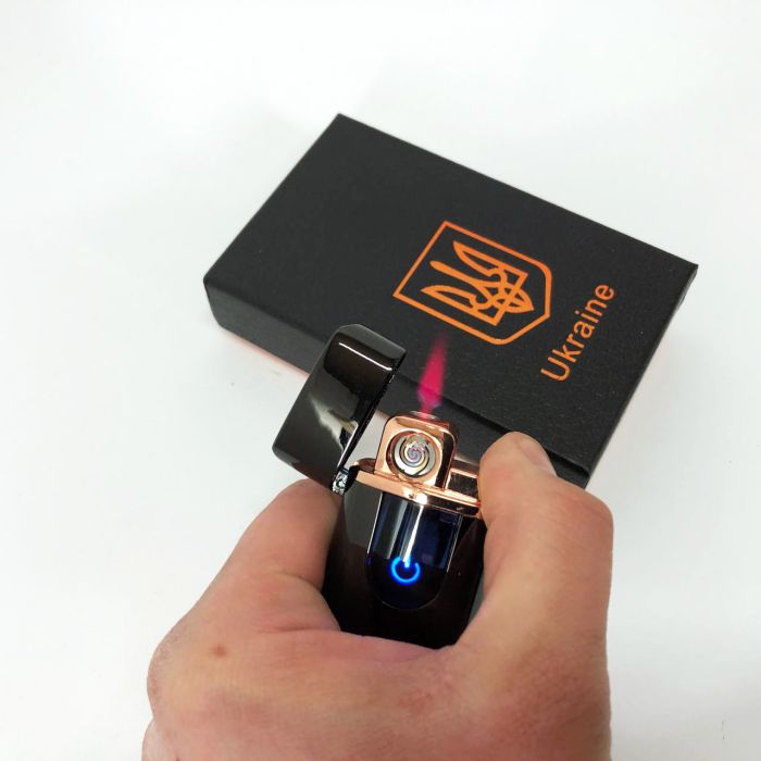 Электрическая и газовая зажигалка Украина с USB-зарядкой HL-435, зажигалка необычная. Цвет: черный