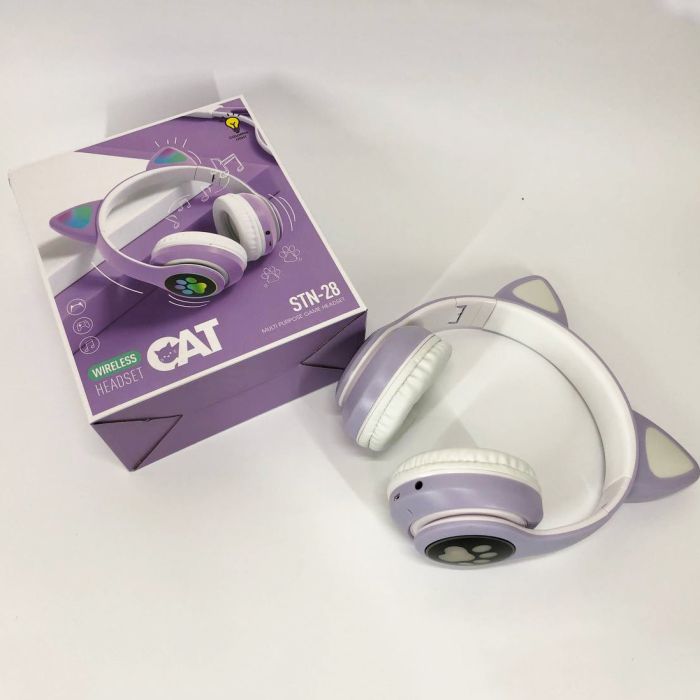 Беспроводные LED наушники с кошачьими ушками CAT STN-28. Цвет: фиолетовый