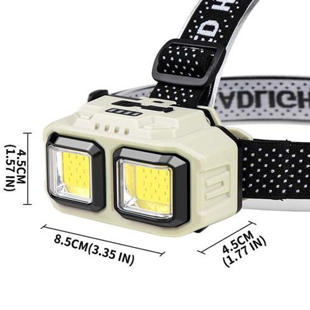 Фонарь налобный аккумуляторный Bailong HX-816S 2COB(white+red) с сенсорным датчиком влагозащита