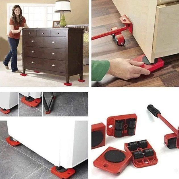 Набор для перемещения мебели и крупногабаритных предметов Moving Helpers (красный, 5 предметов)