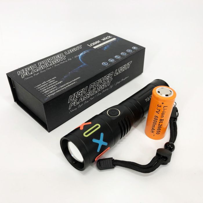 Ручной светодиодный фонарь PLD G26 White Laser LED PM20-TG с USB-зарядкой, аккумулятор 26650