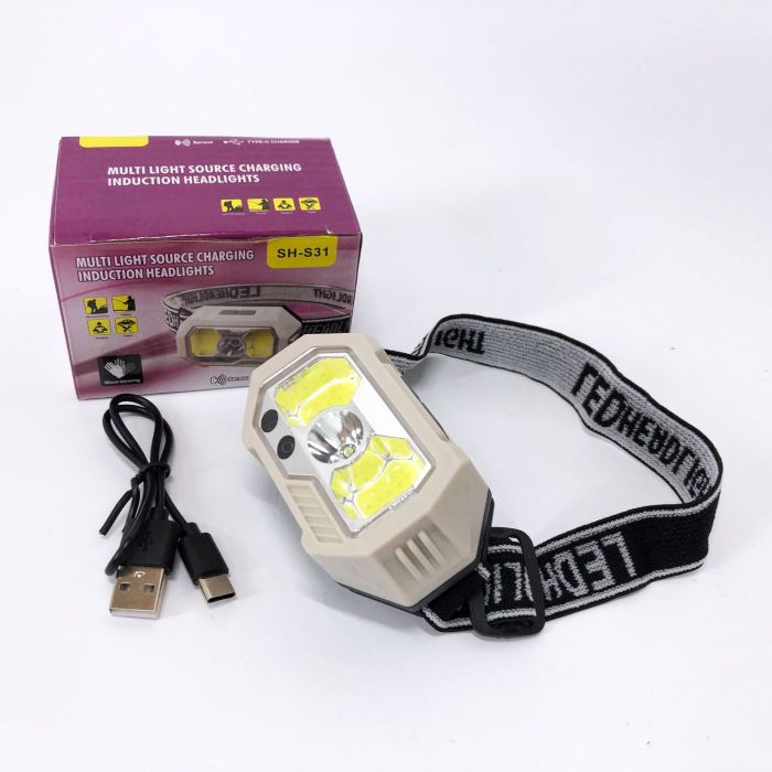 Фонарь налобный SH-S31-XPE+COB(white+red), Фонарь аккумуляторный для рыбалки, Фонарь для спасателей