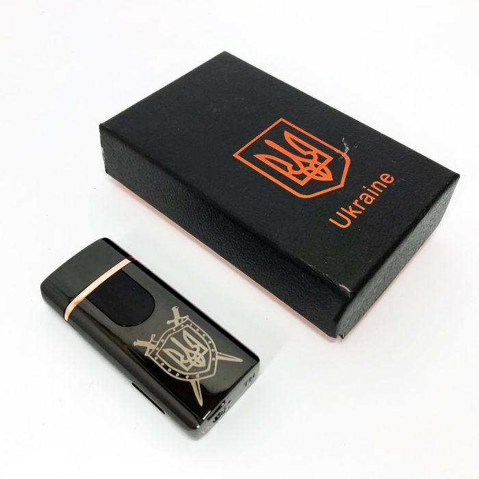 Электрическая и газовая зажигалка Украина с USB-зарядкой HL-432, зажигалка сенсорная. Цвет: черный
