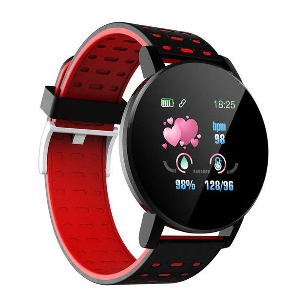 Фитнес трекер умные смарт часы UWatch 119 Plus с шагомером. Цвет: красный