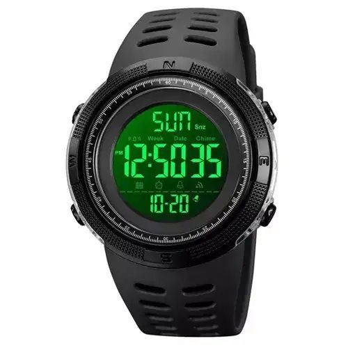 Часы наручные мужские SKMEI 2070BKWT BLACK-WHITE, водостойкие тактические часы. Цвет: черный