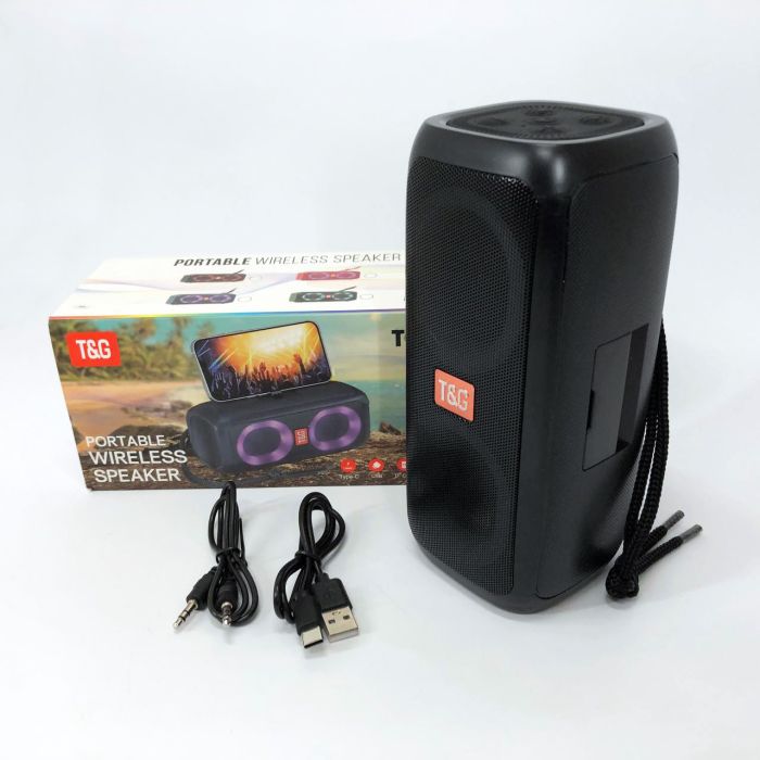 Портативная колонка TG333 2x5W с RGB подсветкой, громкая блютуз колонка. Цвет: черный