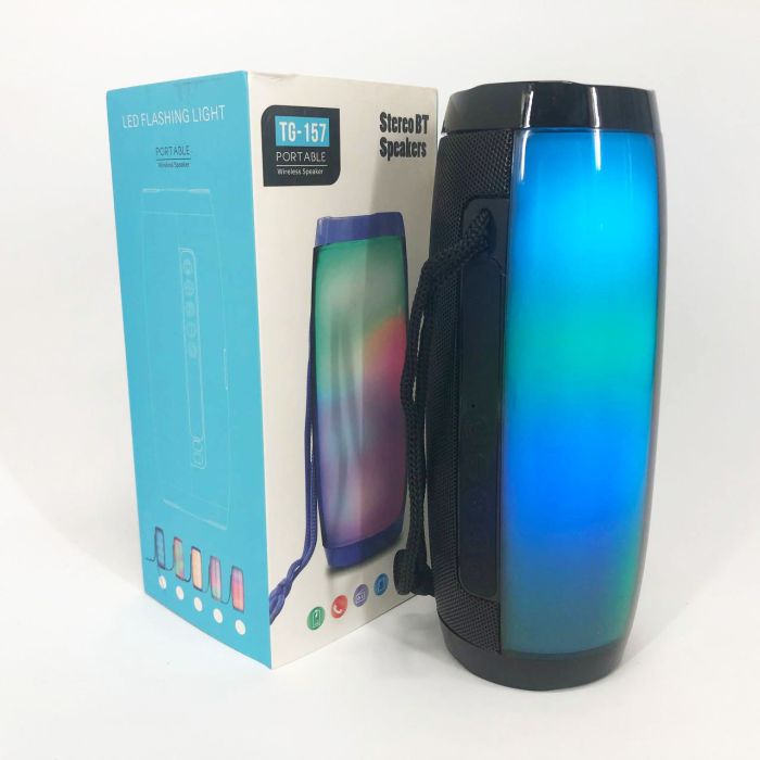 Портативная bluetooth колонка влагостойкая TG157 Pulse с разноцветной подсветкой. Цвет: черный