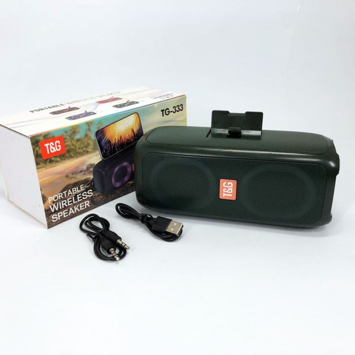 Портативная колонка TG333 2x5W с RGB подсветкой, аккумуляторная колонка для музыки. Цвет: зеленый