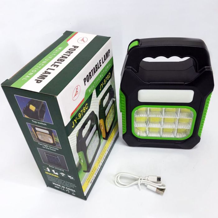 Фонарь переносной JY-978D-LED+12COB, power bank, фонарь светодиодный прожектор. Цвет: зеленый