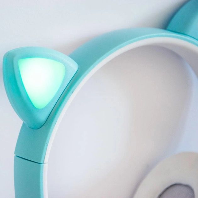 Беспроводные наушники ST77 LED со светящимися кошачьими ушками. Цвет: синий