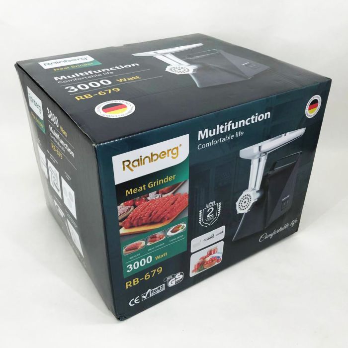 Мясорубка Rainberg RB-679 3000W с соковыжималкой, электромясорубка для дома, электромясорубка с реверсом
