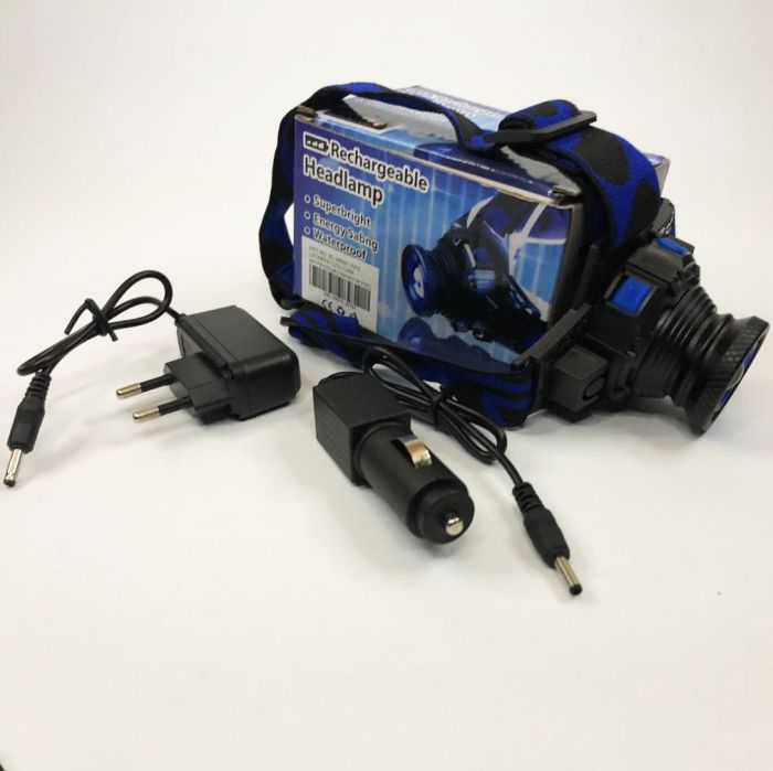 Фонарь налобный W001-XPE, ЗУ 220V/12V, встроенный аккумулятор, Мощный аккумуляторный налобный фонарик