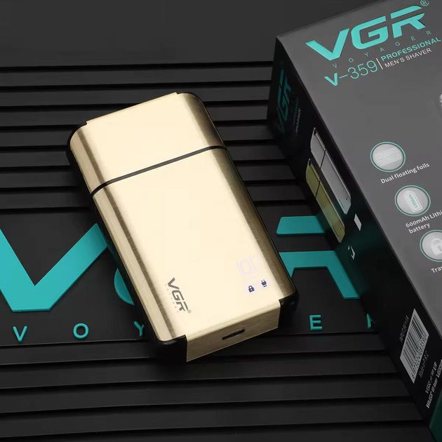 Электробритва VGR V-359 gold шейвер для влажного и сухого бритья, машинка мужская для бритья