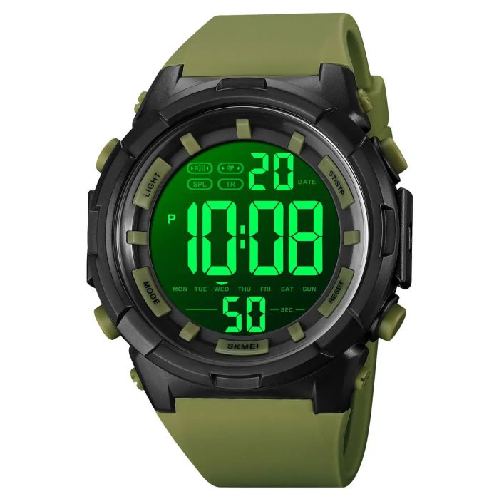 Часы наручные мужские SKMEI 1845AG ARMY GREEN, армейские водостойкие тактические часы. Цвет: зеленый