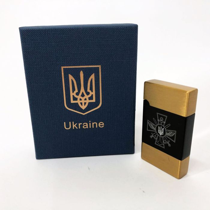 Зажигалка газовая Украина (Подарочная коробка, турбо пламя) HL-393-1. Цвет: золото
