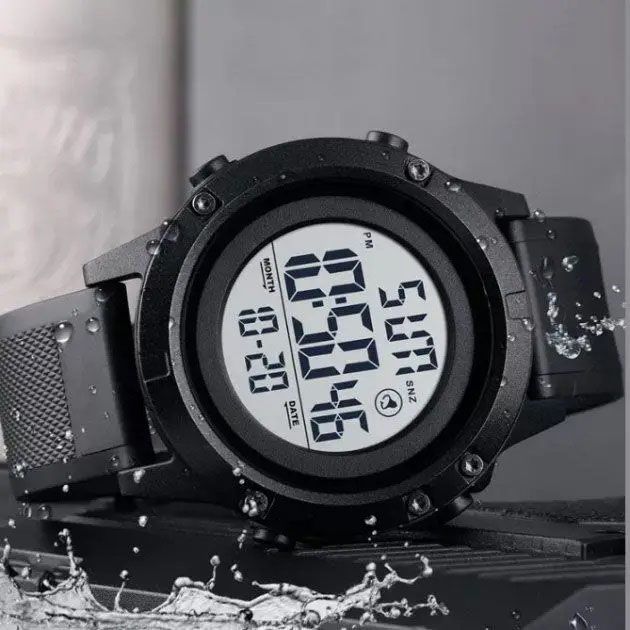 Часы наручные мужские SKMEI 1508BKWT BLACK, часы наручные электронные тактические. Цвет: черный