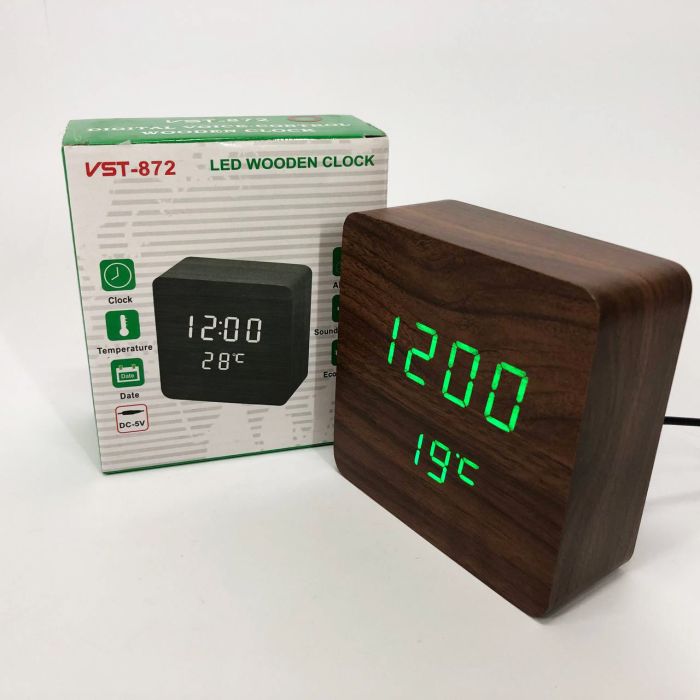 Электронные часы с термометром и функцией активация по звуку VST-872-4, Часы электронные настольные