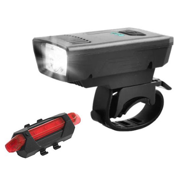 Велофонарь аккумуляторный комплект 1803-1-XPE + STOP-5LED, Велосипедный свет на руль