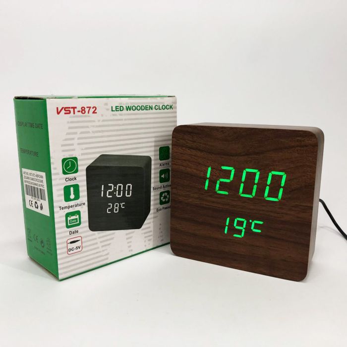 Электронные часы с термометром и функцией активация по звуку VST-872-4, Часы электронные настольные