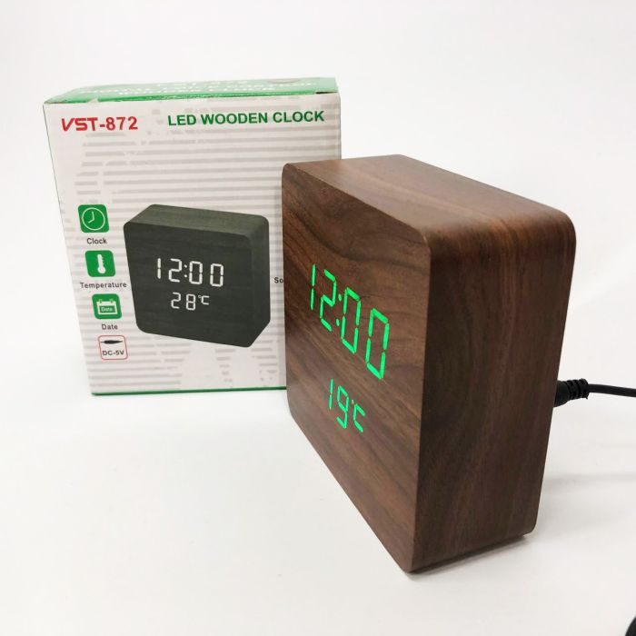 Электронные часы с термометром и функцией активация по звуку VST-872-4, Часы электронные настольные