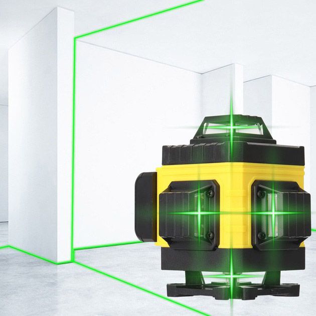 Уровень лазерный линейный нивелир аккумуляторный Laser 4D, 16 линий, рабочее растояние 30м, в чемодане