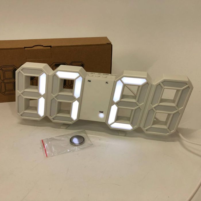 Часы настольные LY-1089 с белой подсветкой LED белые, Часы электронные светящиеся, Электронные часы VST