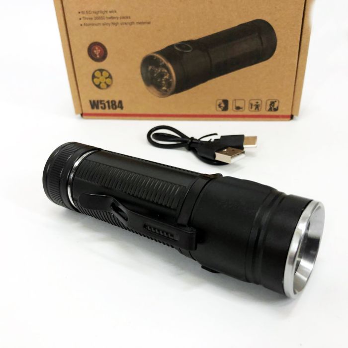 Ручной фонарик W5184-6XHP360, Супер яркий фонарик, Супермощный поисковый ручной фонарь тактический