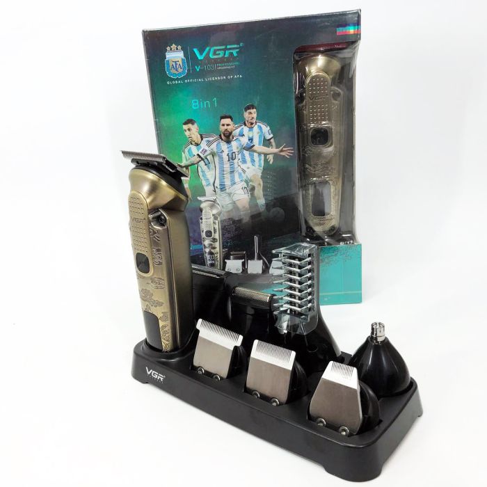 Набор для стрижки VGR 8 в 1 V-103, 19 насадок, Машинка для стрижки для дома, Машинка для стрижки мужская